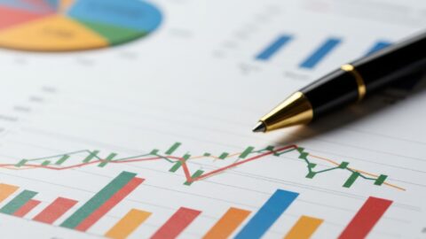 A pen on a graphic report.