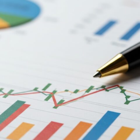 A pen on a graphic report.