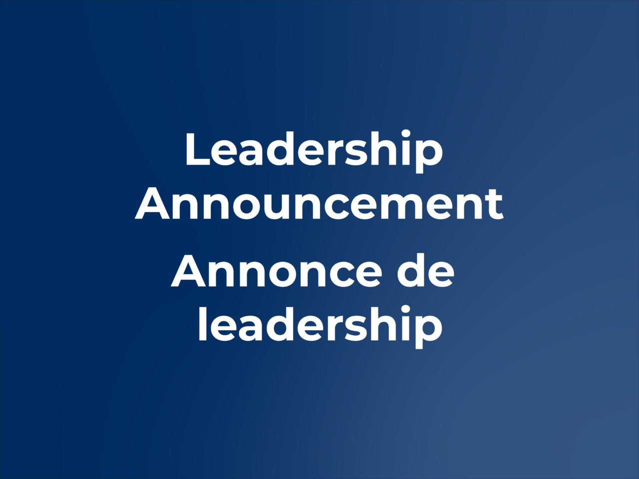 Leadership announcement